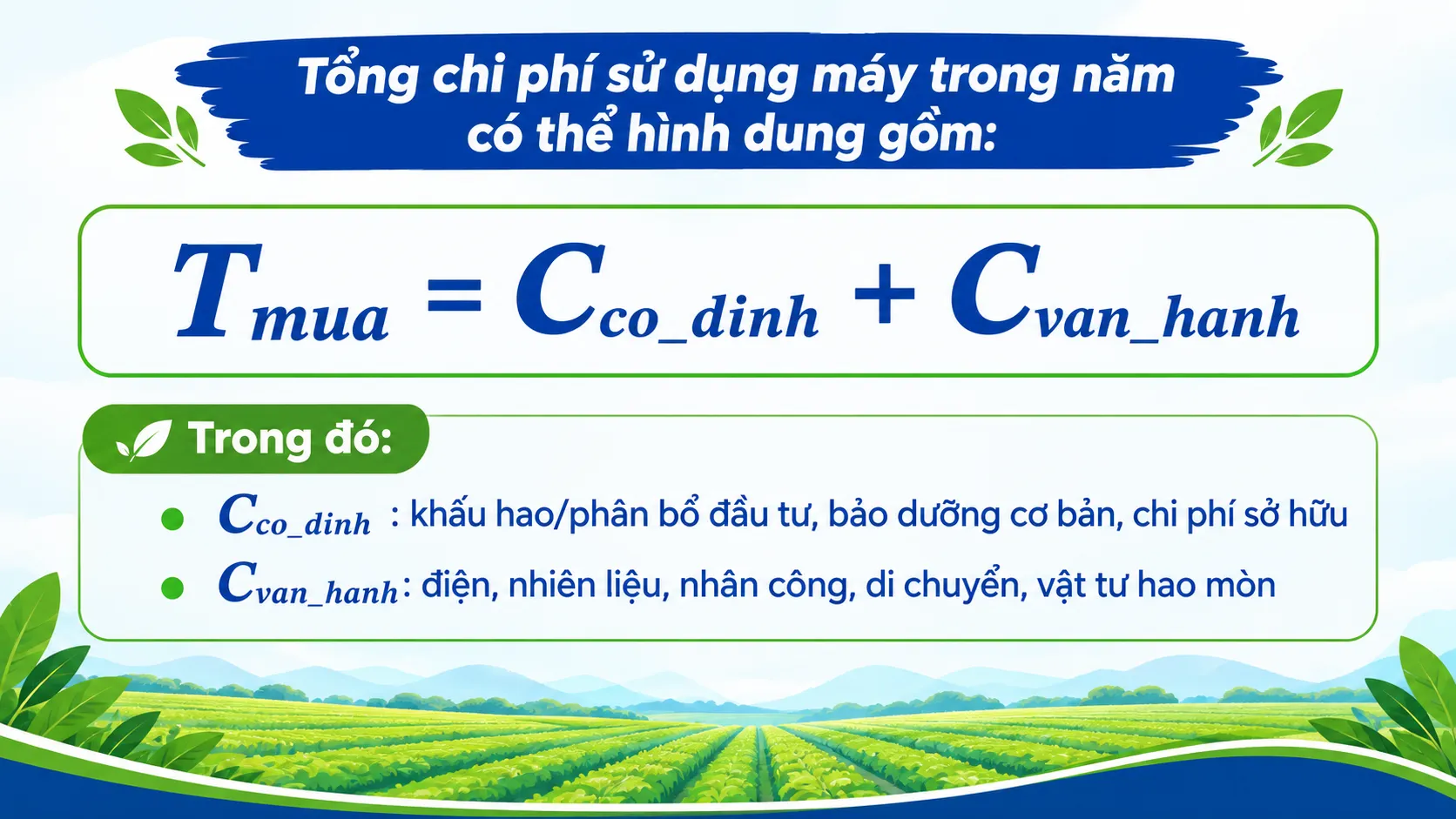công thức tính tổng chi phí sử dụng máy bay trong một năm