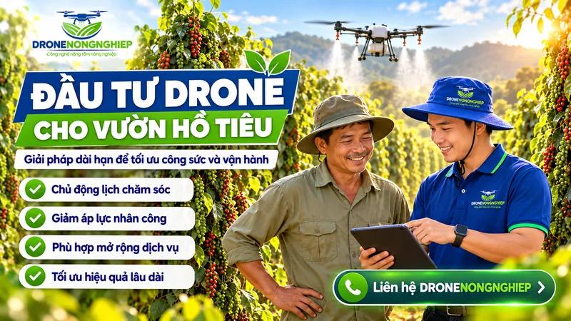 Đầu tư drone phun thuốc cho hồ tiêu với 4 lợi ích lớn