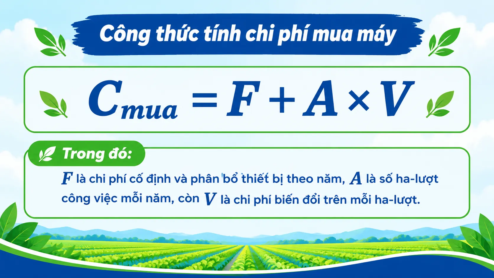 Công thức tính chi phí mua máy bay nông nghiệp dùng cho cây ăn trái