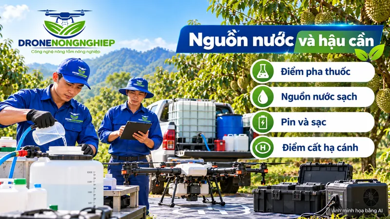 Hậu cần trong vận hành máy bay phun thuốc cho sầu riêng là điều bạn nên lưu ý