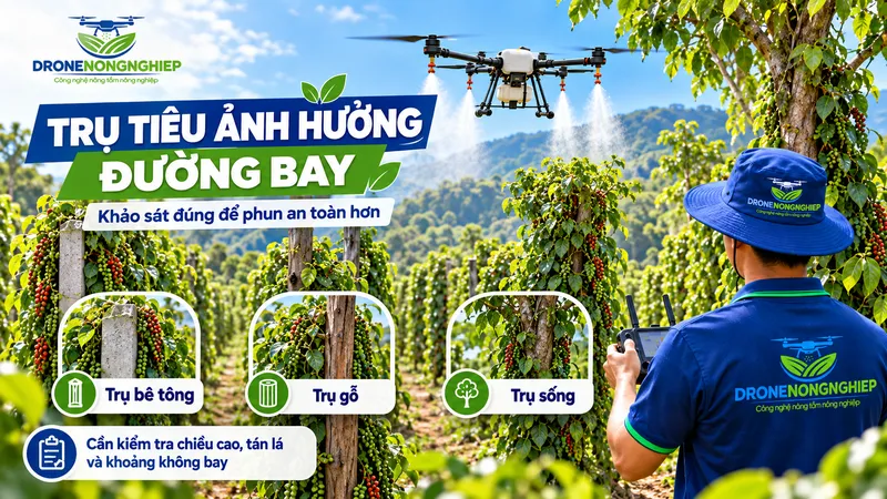 Trụ tiêu ảnh hưởng tới chất lượng phun thuốc của máy bay nông nghiệp