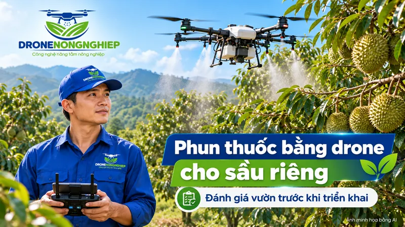 phun thuốc bằng máy bay nông nghiệp cho vườn sầu riêng