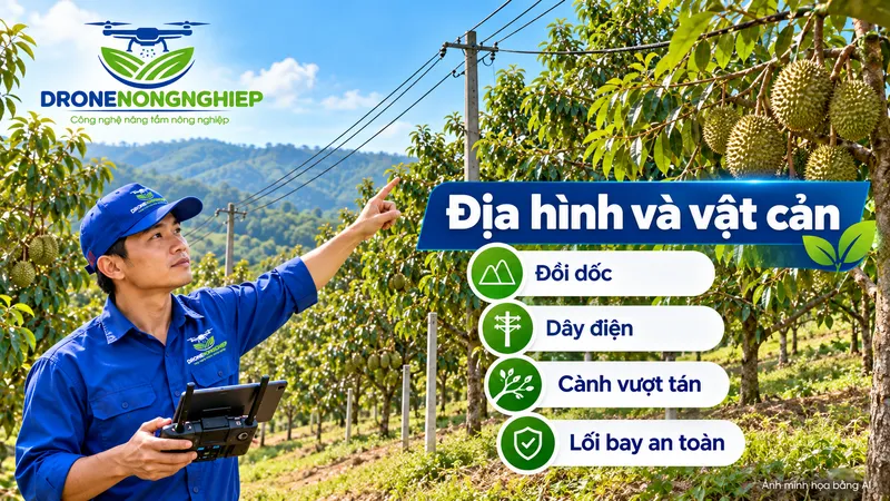 Địa hình và vật cản là yếu tố rủi ro cần đánh giá trước khi bay