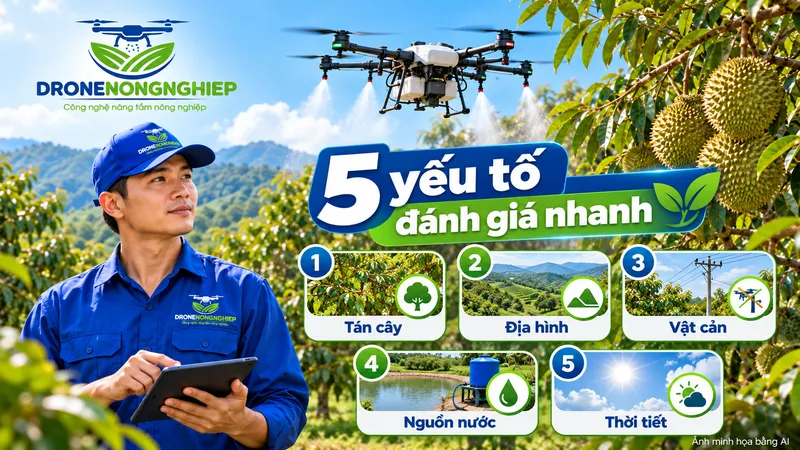 5 yếu tố cần đánh giá trước khi triển khai vận hành máy bay phun thuốc cho vườn sầu riêng